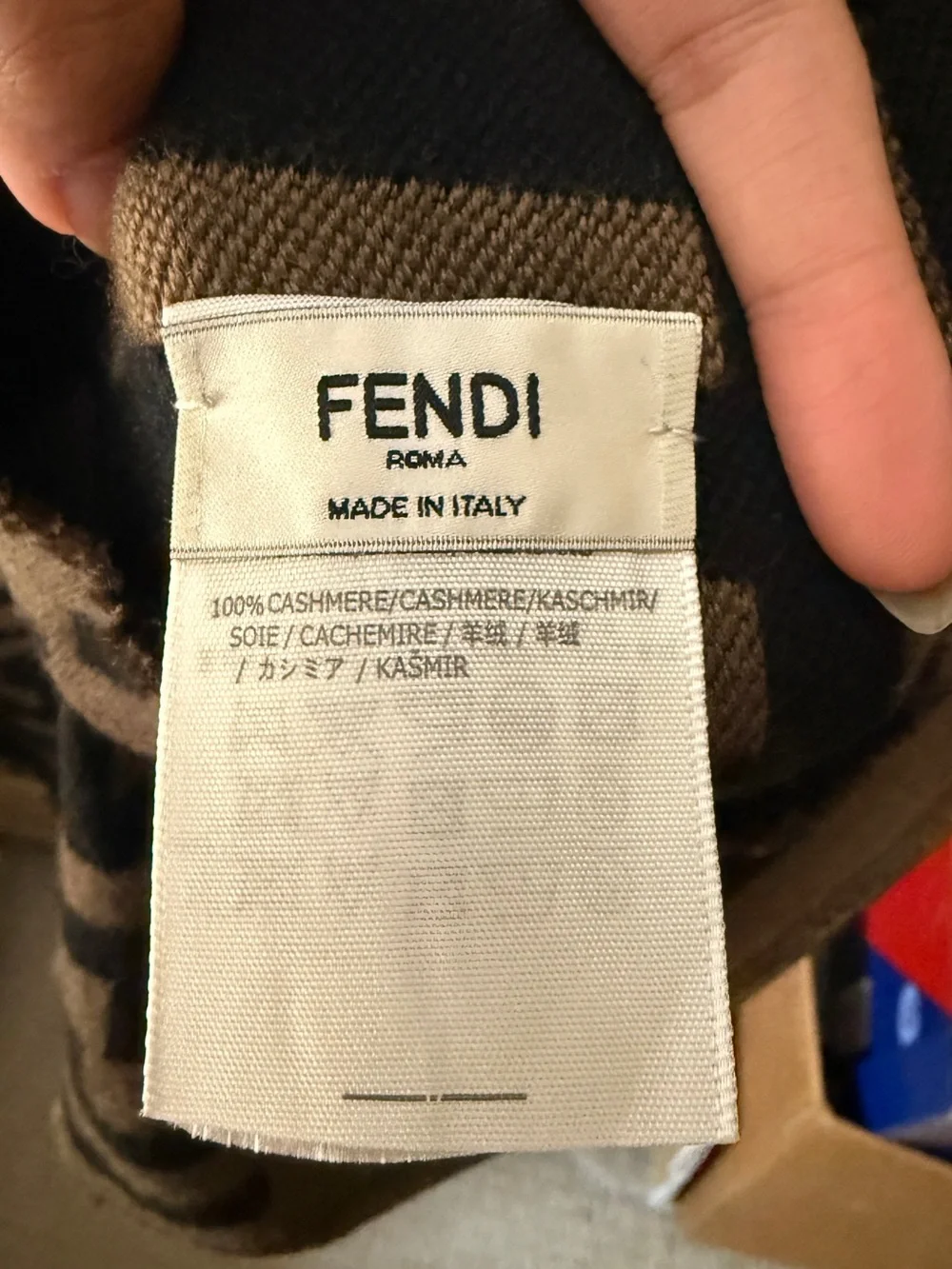 Fendi Black & Brown FF Logo Scarf - Designer Home Accent